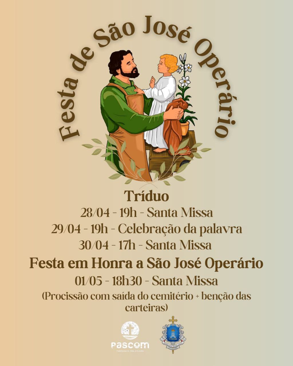 Festa em honra a São José Operário de 28 de abril a 01 de maio