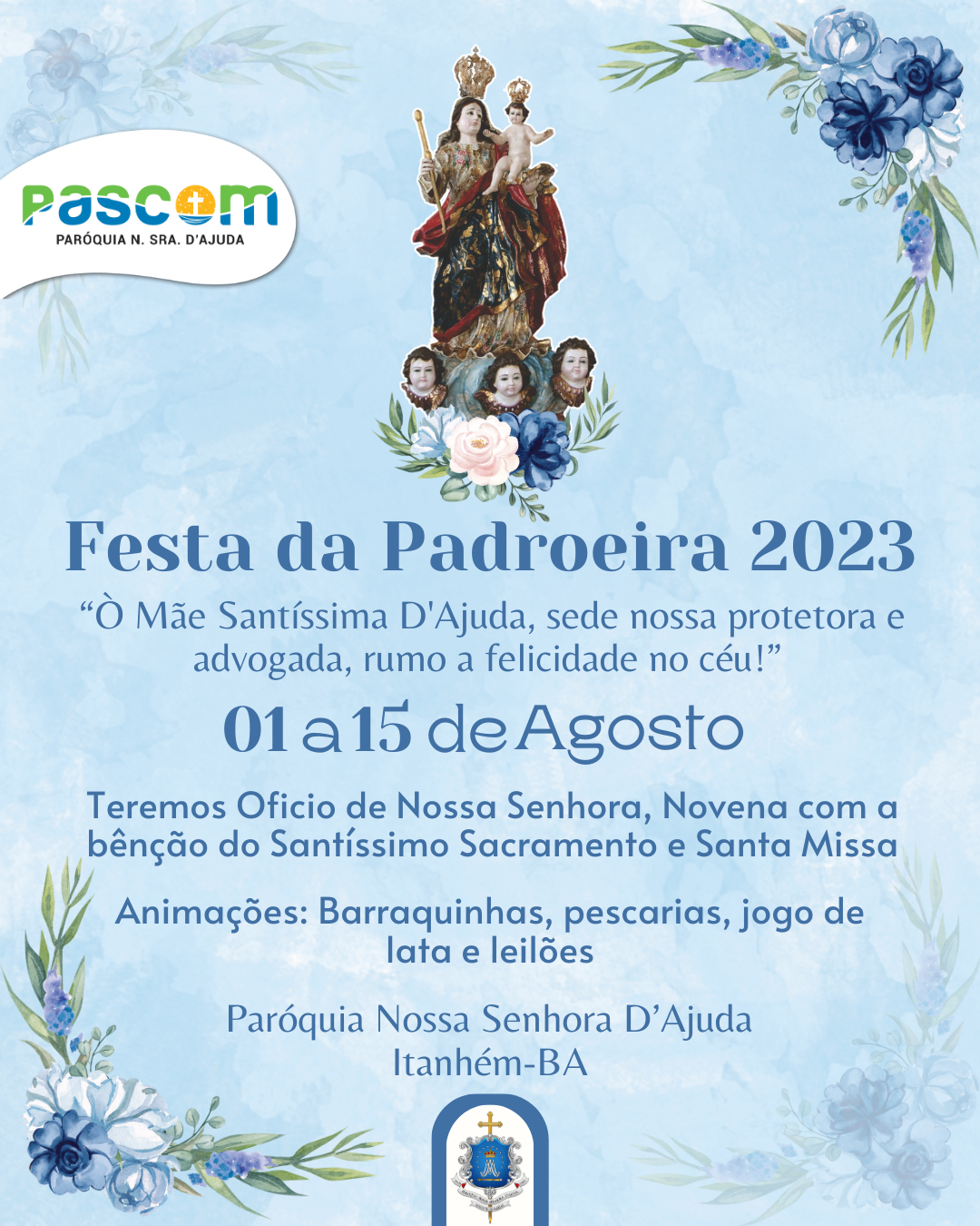 Festa da Padroeira começa amanhã, venha participar